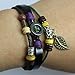 WILD-WIND (TM Christmas Unique Metal Pendant Ring & Bead Multi Leather Adjustable Wrap Bracelet