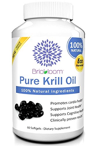 Briobloom New Pure Krill Oil - Cold Pressed Highest Quality Omega-3 Supplement - Bottled in the USA - 60 Soft Gel Caps