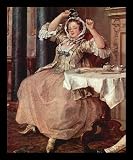 William Hogarth (Painting cycle ?Mariage ��� la Mode?, Szene: Shortly after the wedding, detail) Black Wood-Mounted Art Poster Print - 11