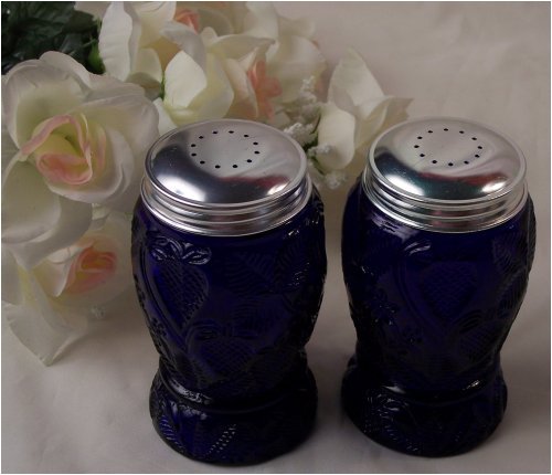 Cobalt Blue Strawberry Pattern Pepper Shakers