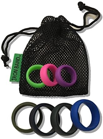 Iron Band Rubber Silicone Wedding Bands for an Active Lifestyle... (Navy Blue, Medium (7-8))