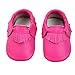 Lowpricenice Baby Tassel Soft Sole Leather Shoes Infant Toddler Moccasin (S, Hot pink)