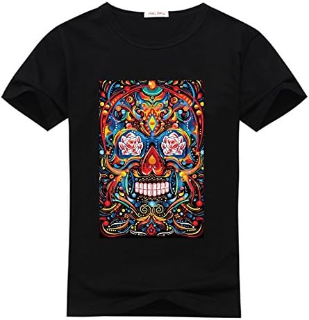 Vicky Center Mens T-Shirts Psychedelic skull Colorful 1 XXX-Large Black