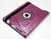 LiViTech(TM) 360 Degrees Rotating Stand Purple Crocodile) Shiny Luxury PU Leather Case for Apple New iPad 3 and 2 with Smart Cover Wake/Sleep Function