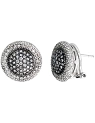 14k White Gold Round French Clip Earrings, w/ 0.80 Carat Brilliant Cut Diamonds, 1/2" (13mm)