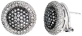 14k White Gold Round French Clip Earrings, w/ 0.80 Carat Brilliant Cut Diamonds, 1/2 (13mm)