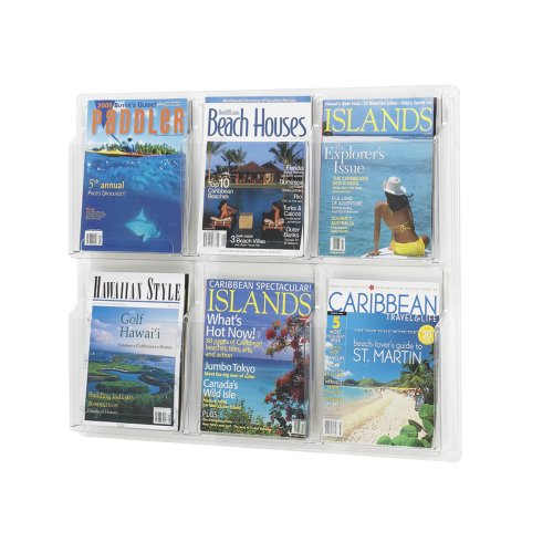 picture of Safco Plastic Literature Display, 6 Magazines, 30 Inches Width x 24.5 Inches Height, Clear (5607CL)