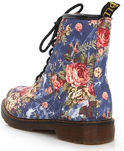 HighFS Women's Ankle Boot Flower Lace Up Martin Castel Boot