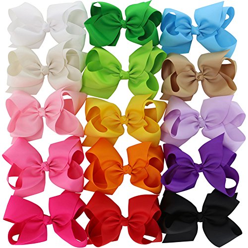 Chiffon 15 colors 6in large big grosgrain bows for hair clips