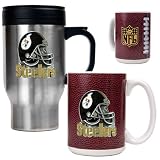 Pittsburgh Steelers NFL Travel Mug & Gameball Ceramic Mug Set - Helmet logo