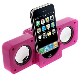 GTMax Hot Pink Portable Folding Stereo Speaker For Sandisk Sansa Clip Plus 4GB 8GB