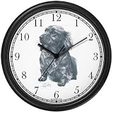 Dachshund Long Haired Dog (MS) Wall Clock by WatchBuddy Timepieces (Slate Blue Frame)