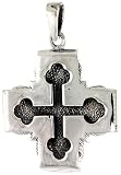 Sterling Silver Metal Engraved Gothic Crucifix Pendant, 1 3/16 in. (30mm) tall