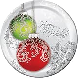 Creative Converting 429910 8 Count Paper Dinner Plates, Jingle Bells, Silver/Red/Green
