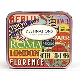 Vintage Travel Stickers - Destinations in Decorative Tin - Labels and Stickers by Cavallini & Co.