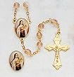 Crystal Rosary - Saint Theresa - 7mm Crystal Beads - 21in. Gold Chain - Center Piece with Matching Lapel Pin - Gift Box Included - IMPORTED FROM ITALY