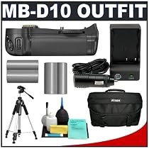 Nikon MB-D10 Battery Grip for D300/D700 Digital SLR Cameras + (2) Spare EN-EL3e Lithium-Ion Battery Packs + Nikon SLR Case/Bag + Deluxe Tripod + Battery Charger