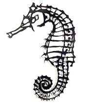 Seahorse Steel Wall Art Sculpture - Natural Dark Metal Version