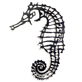 Seahorse Steel Wall Art Sculpture - Natural Dark Metal Version