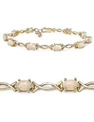 2.70 Genuine Opal Infinity Tennis Bracelet in 14k Gold Plated Sterling Silver ( 7.5 inches)