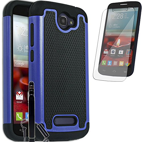 Alcatel OneTouch Fierce 2 / Pop Icon A564C, COVRWARE® 3 in 1 Bundle - Armor Defender Series Protective Case [Free HD Film & Aluminum Sensitive Cap Stylus Pen] - Blue