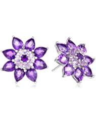 Sterling Silver Amethyst Flower Earrings