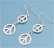 Peace Sign Earring - Sterling Silver - Earring Height: 32 mm