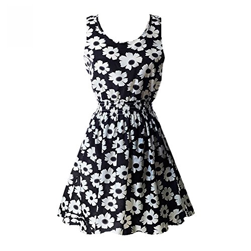 ROPALIA Women's Floral Chiffon Sleeveless Sundress Summer Tank Mini Dress Small