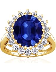 18K Yellow Gold Oval Cut Blue Sapphire Ring With Sidestones (GIA Certificate)