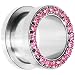9/16" Stainless Steel Pink Gem Screw Fit Tunnel