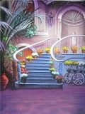 10x20 Purple Stair Floral Scenic Muslin Background Backdrop