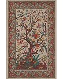Classic Green Indian Floral Bedspread, Queen