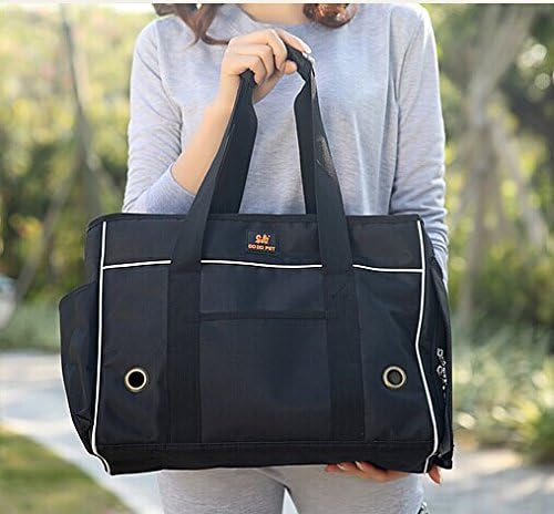 Petown Classic Dog Carrier Shoulder Purse (Black, Small)