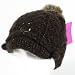 HAND KNIT BROOCH FUR POM POM SKI BEANIE LUREX HAT GRAY Smal Medium