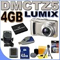 Panasonic Lumix DMC-TZ5 9.0MP 10x Optical Zoom Digital Camera (Silver) 4GB BigVALUEInc Accessory Saver CGS007 Battery Bundle + MORE