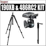 compact-monopod Bogen Manfrotto 190XB 3 Section Aluminum Tripod & Bogen Manfrotto 486RC2 Compact Ball Head With RC2 Rapid Connect System & Bonus Monopod