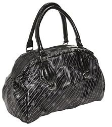 Loungefly Pink and Silver Stripe Skull Print All Over Satcheal Bag By Loungefly