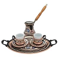 Turkish Coffee Set for Two with Oval Tray