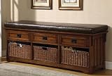 Coaster Oak Large Storage Bench with Baskets
