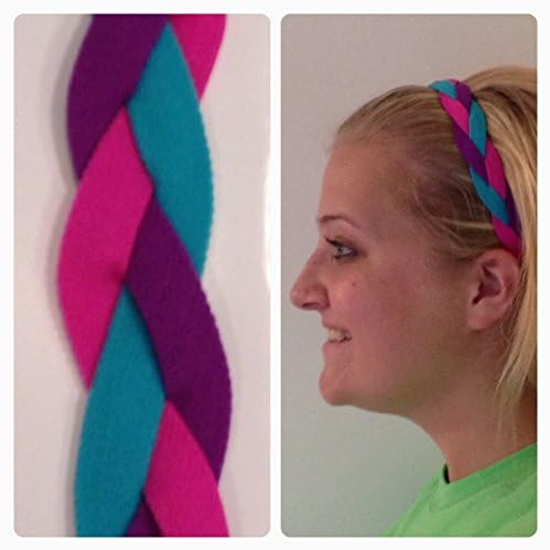 Fabulicious Pink Purple Turquoise Braided Headband© - NON SLIP Sports Headband