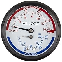 Miljoco PB3008 Pressure and Temperature Gauge, 3.30" Dial, 1/2" NPT Back Connection
