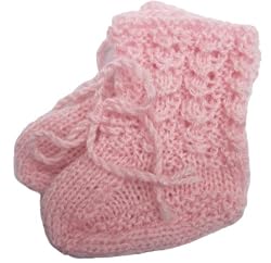 Handmade Baby Booties Just like Grandma's - Candy Pink (100% Knitted by Hand)