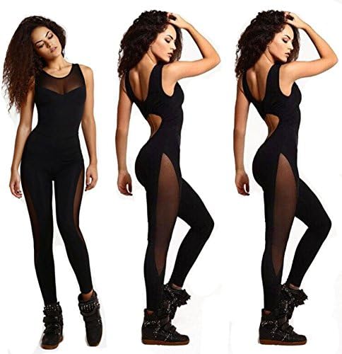 Ladream Women Strap Backless Bodycon Long Mesh Jumpsuits (US 4-6)