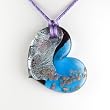 Heart Murano Glass Pendant - Charlotte Blue/Silver