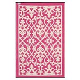 Fab Habitat 022099179016 3-Feet by 5-Feet Venice Outdoor Rug, Cream and Pink