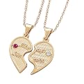 Gold-Plated Always Sisters Pendant Friendship Necklaces with Birthstone - Left Half