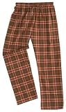 Chocolate brown orange plaid check flannel cotton tie cord pants unisex available in 5 adult sizes S to XXL