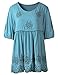 Lanmo Women Peasant Top Summer Blouse Flower Embroidered Shirt