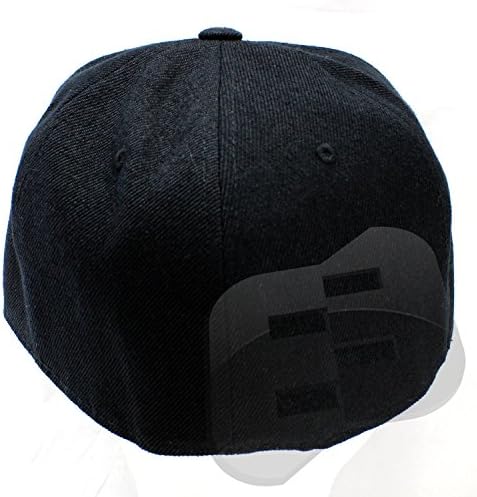 Plain Fitted Flat Bill Hat, Solid and Neon Colors Available, Black 7 1/4