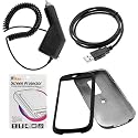 Rapid Car Charger + USB Data Cable + Black Rubberized Hard Cover Case + LCD Screen Protector for T-mobile Google G2 HTC Magic / Mytouch 3g Cell Phone